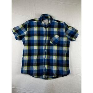 Mens Aeropostale Blue Plaid Button Up Excellent Condition w25